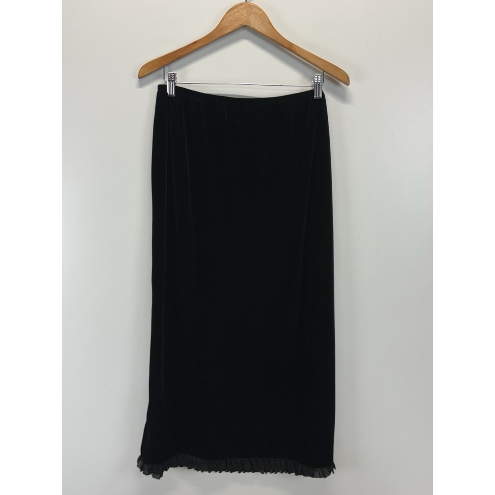 Vtg FL Malik Maxi Velvet Skirt XL Black Stretch Velour Witchy Goth Punk Fairy